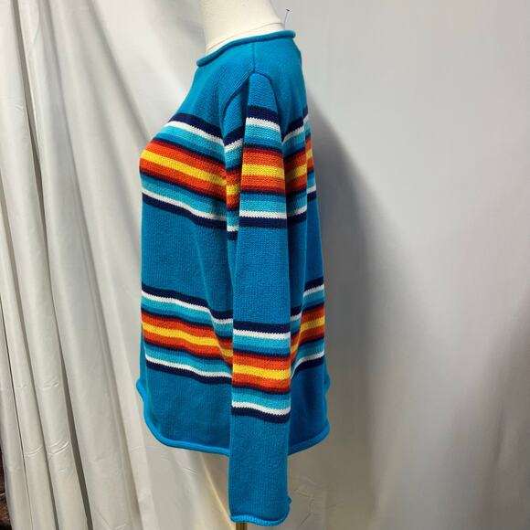 Vintage Y2K Lauren‎ Ralph Lauren Mock Neck Striped Sweater Bright Womens Large - Picture 9 of 13